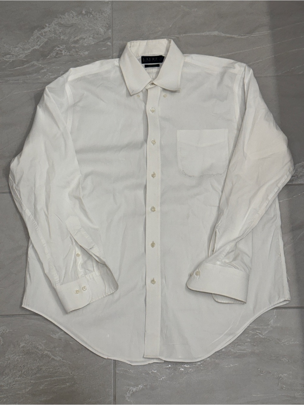 Lauren Ralph Lauren Crisp White Long-Sleeve Dress Shirt Minimalist Casual